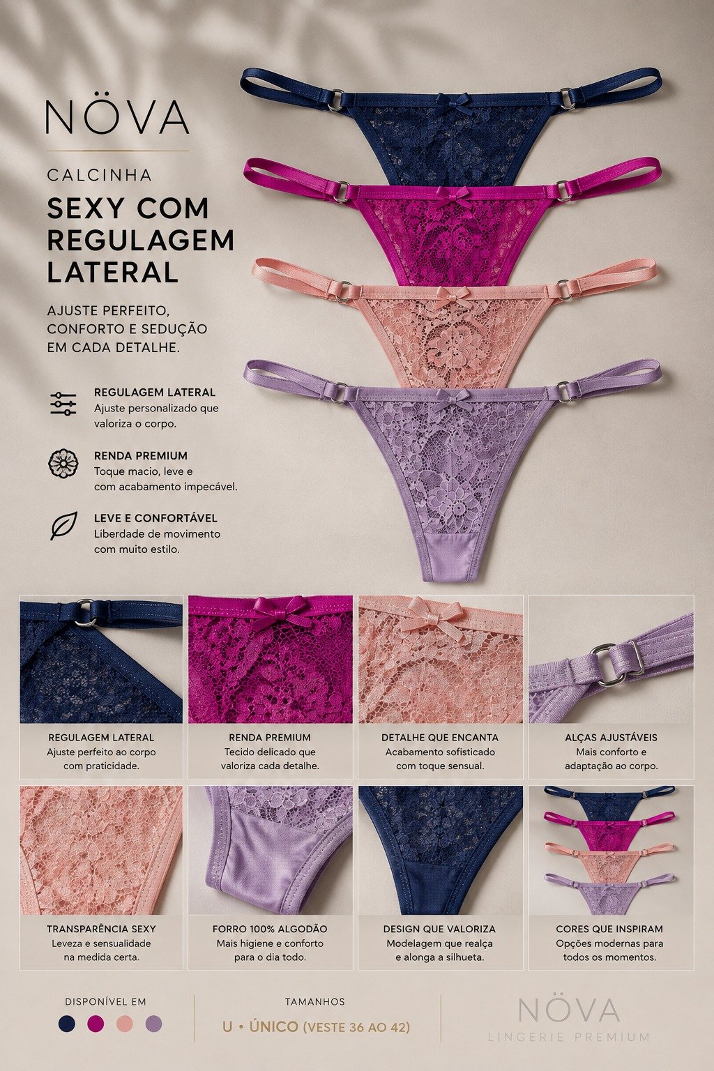 Calcinha Sexy Com Regulagem Lateral