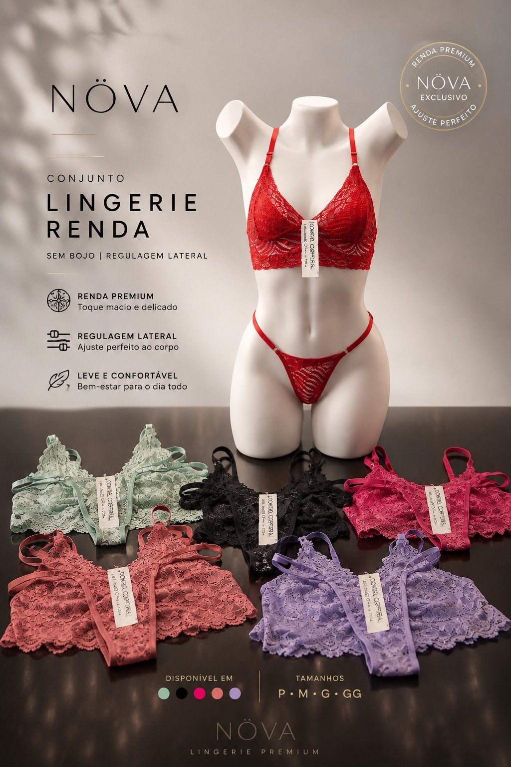 Conjunto de Renda Sem Bojo DOMINIO