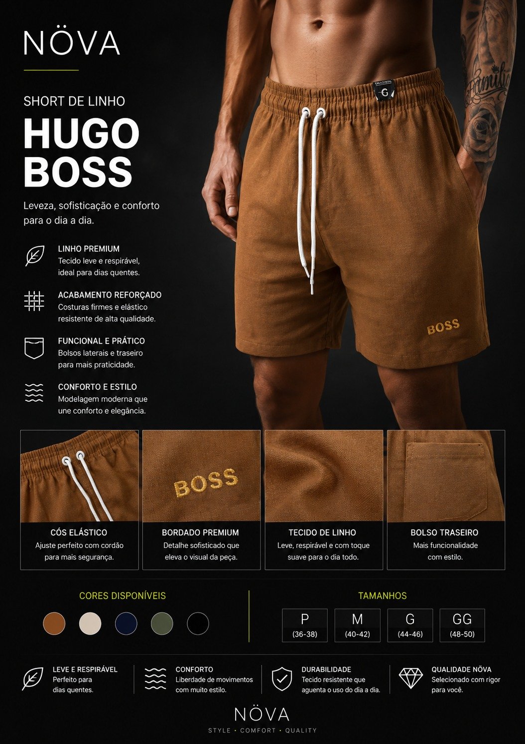 Short HUGO BOSS de LINHO